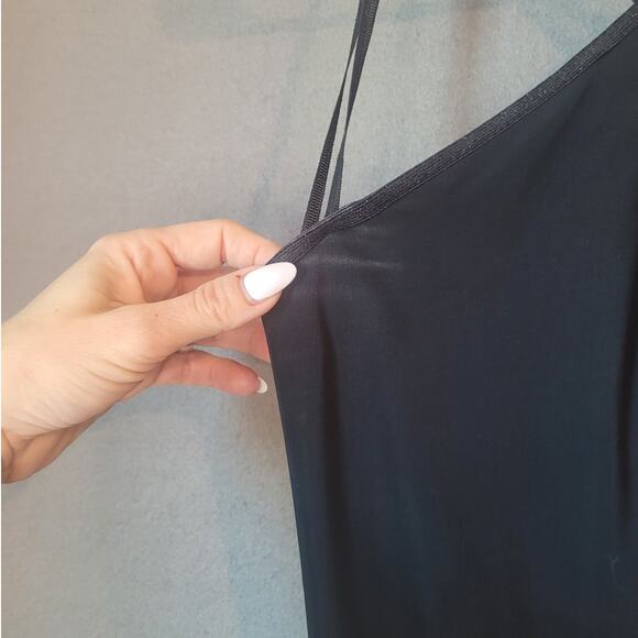 VTG 80s City Triangles Black Halter Mini Dress S/M Criss Cross Back USA GOTH GUC - Picture 11 of 11